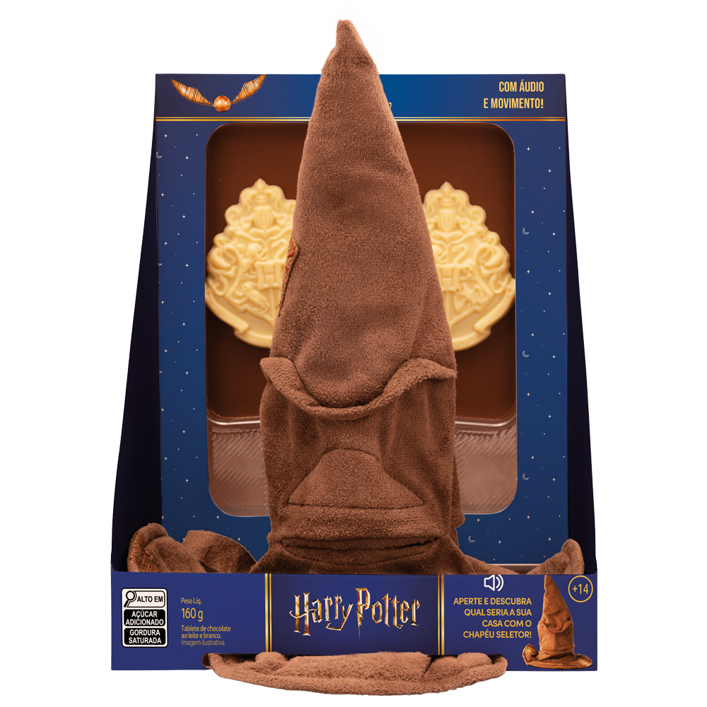 Tablete ao Leite Pelúcia Chapéu Seletor Harry Potter 160g